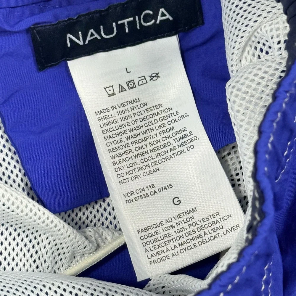 Nautica Mens Blue Swim‎ Trunks Large Mesh Lined Board Shorts VDR C24 118 Logo